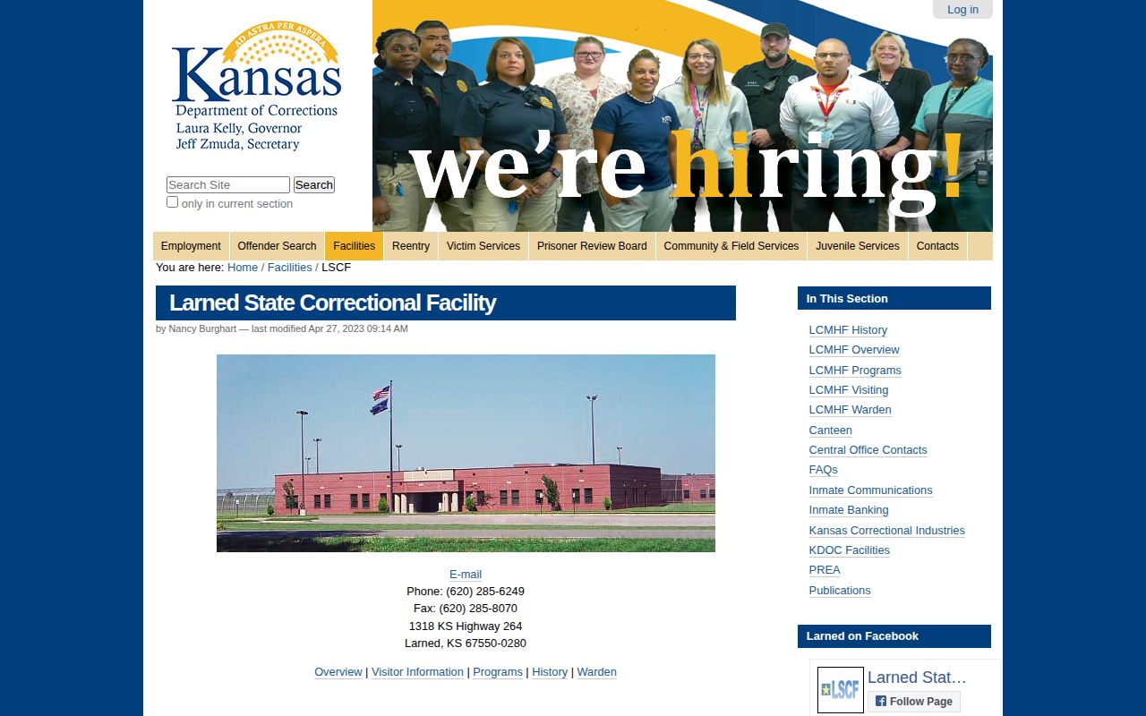 Larned State Correctional Facility source for Pawnee County release records